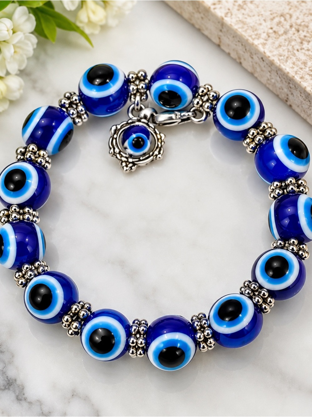 Blue Evil Eye Beaded Bracelet - Women Jewelry